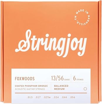 Stringjoy Foxwoods Coated Phosphor Bronze Acoustic Guitar Strings - Medium Gauge .013 - .056