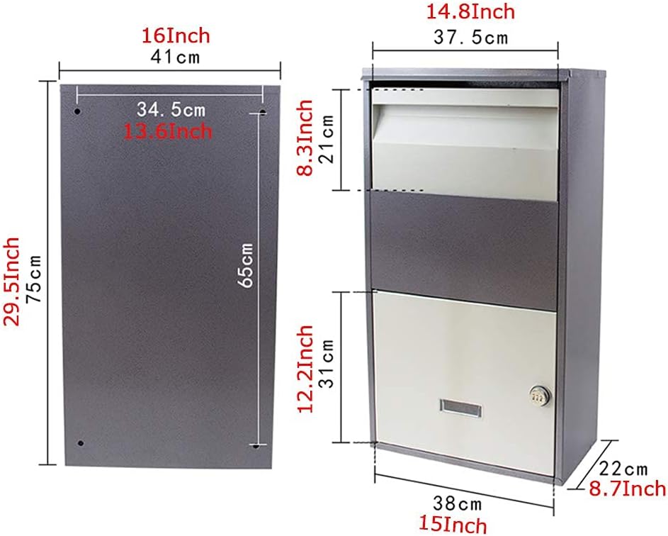 Large Package Delivery Box - Fits Medium Parcels Small Packages - Parcel Box - Steel Freestanding Floor Parcel Lockable Drop Slot Mail Box - 2 Spare Keys