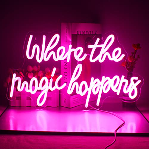 FAXFSIGN Where The Magic Happens Neon Sign Led Pink Word
