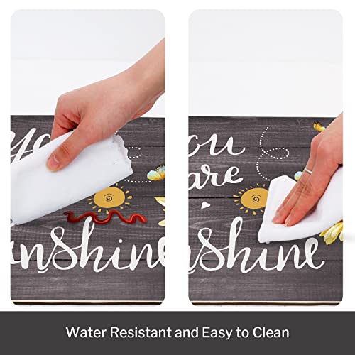 Rosielily Grey Sunflower Kitchen Rugs And Mats Sets Of 2 Anti Fatigue Floor Mat Waterproof Pvc Leather Non Slip Kitchen Mats For Floor Doormat For Kitchen Comfort Standing Mats Area Rugs Carpet Decor #TOP3