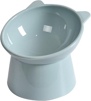 Pet Water Food Dispenser, Elevated Tilted Raised Easy to Wash Pets Feeder Water Bowl, Cat Food Bowl for Dog CatBlue Gray