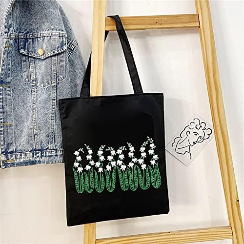 Geebuzz 2 Packs Embroidery Kit Canvas Tote Bags with Floral Patterns, DIY Canvas Bag Cross Stitch Kits, for Beginners (Black)