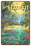 Pacifica Island Art 8in x 12in Vintage Hawaiian Tin Sign - Aloha from Hawaii by Kerne Erickson