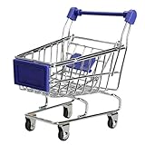 MagicW Mini Shopping Cart Supermarket Handcart Shopping Desktop Utility Cart Mode Storage Pen Cup Holder Desk Accessory Decoration Ornament Toys Blue