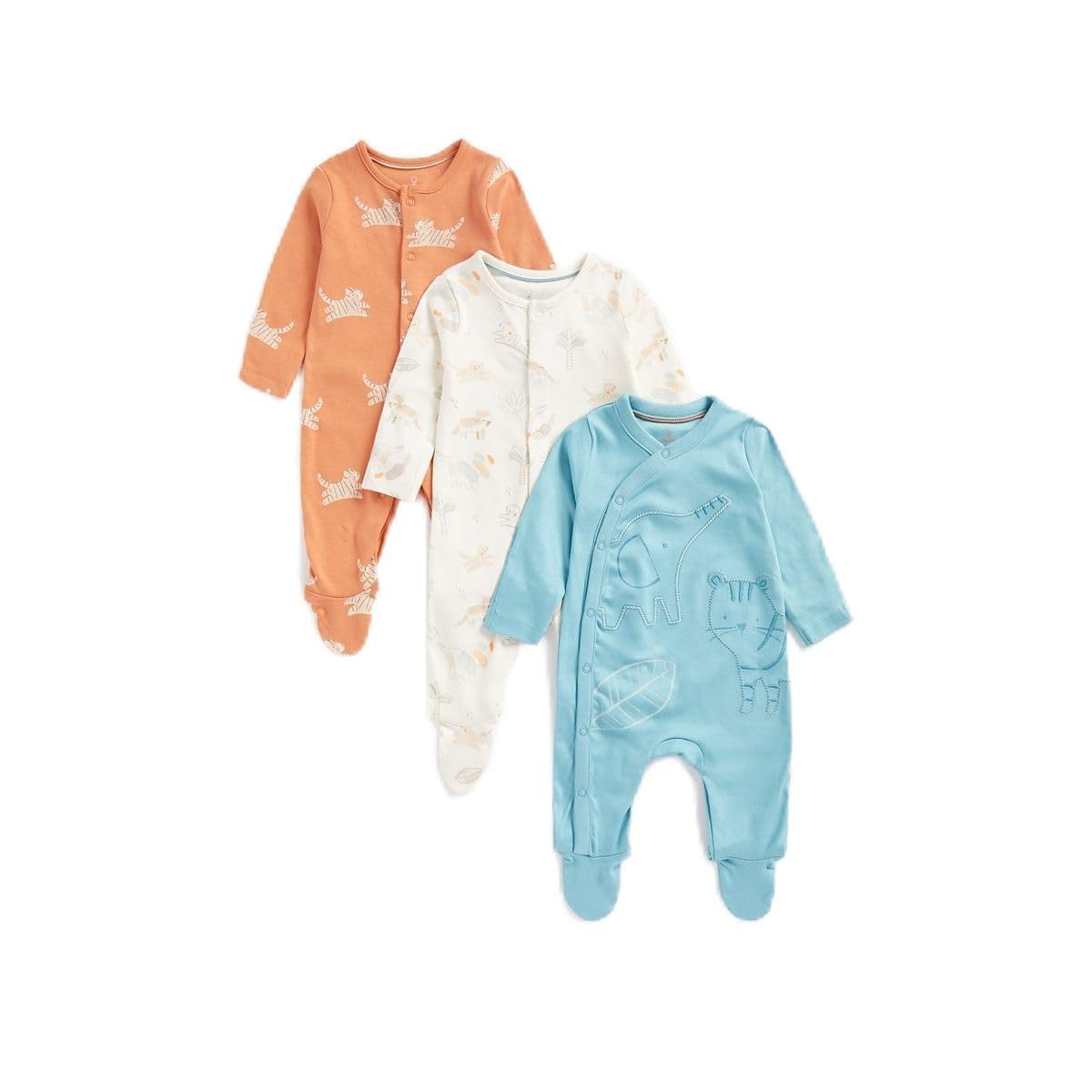 MOTHERCARE Baby Boys Safari All-In-Ones - 3 Pack