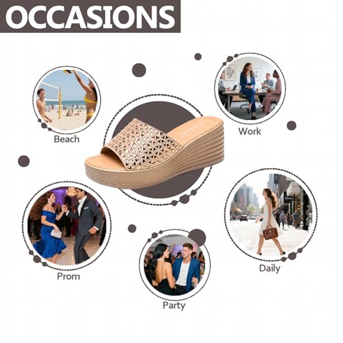 Womens Rhinestone Platform Wedge Orthotic Sandals Summer Fashion Fish Mouth Open Round Toe Comfy Slip On Walking Arch Support Slides For Casual Beach Vacation Daily Indoor&Outdoor4