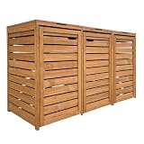 Axi Lex Cache Poubelle en Bois Marron   Abri Poubelle pour 3 Conteneurs   Max. 240L   Abri Poubelle Extérieur avec Excellente Ventilation