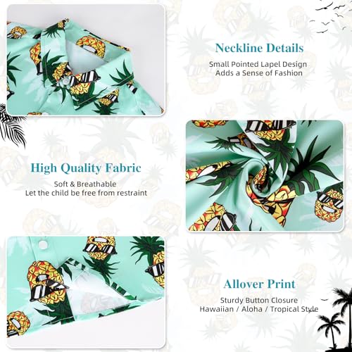Boys Hawaiian Shirt 3D Print Beach Button Down Short Sleeve Kids Summer Hawaii Shirts for Boy 7-14T3