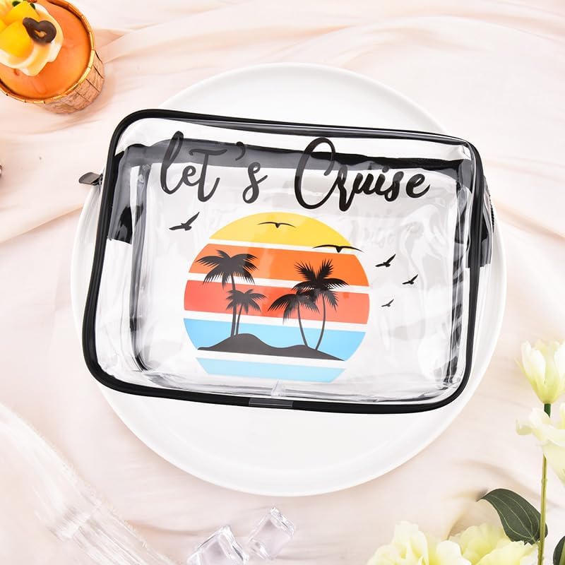 yaozeio Clear Cruise Toiletry Bag for Women Men Tropical Travel Organizer for Friend Bestie Cruise Birthday Gift for Female Girls Waterproof Transparent Makeup Bag Summer Gift image 3