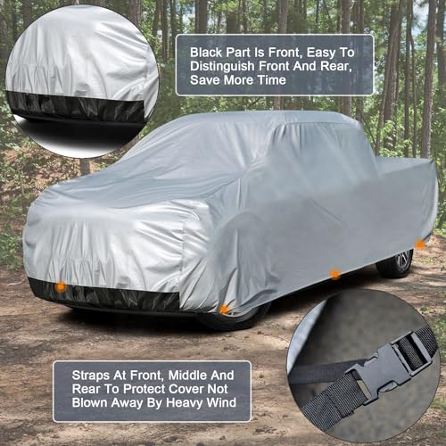 Image of Kayme Truck Cover Waterproof All Weather - See Vehicle Size Chart - Heavy Duty Outdoor Pickup Cover Sun Uv Rain Protection, Universal Fit Most Extended Cab Short Bed. Length Up to 228 inch.