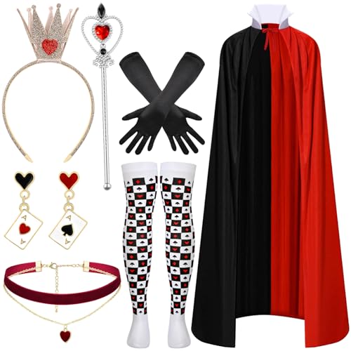7 Pcs Halloween Queen Costume Include Queen Cape,Crown,Wand,Colla...
