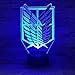 Dalovy Festival 3D Illusion Lampe LED Veilleuse Anime Attaque sur Titan Logo Enfants Enfants Garçons Cadeau Manga Japonais Anime Chambre Lampe de Bureau Shingeki No Kyojin