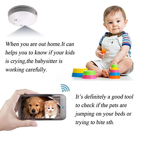 Poetele Camera Smoke Detector Wireless Hidden Camera WiFi 1080P Nanny Cam Motion Detection Home Security Wall Mount Camera Remote Control Android iOS Free App PC View No Audio