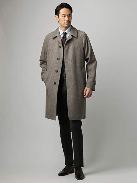 Amazon ユニバーサルランゲージ 秋冬 ラグランスリーブステンカラーコート Fabric By Loro Piana ベージュ ブラウン コート ジャケット 通販