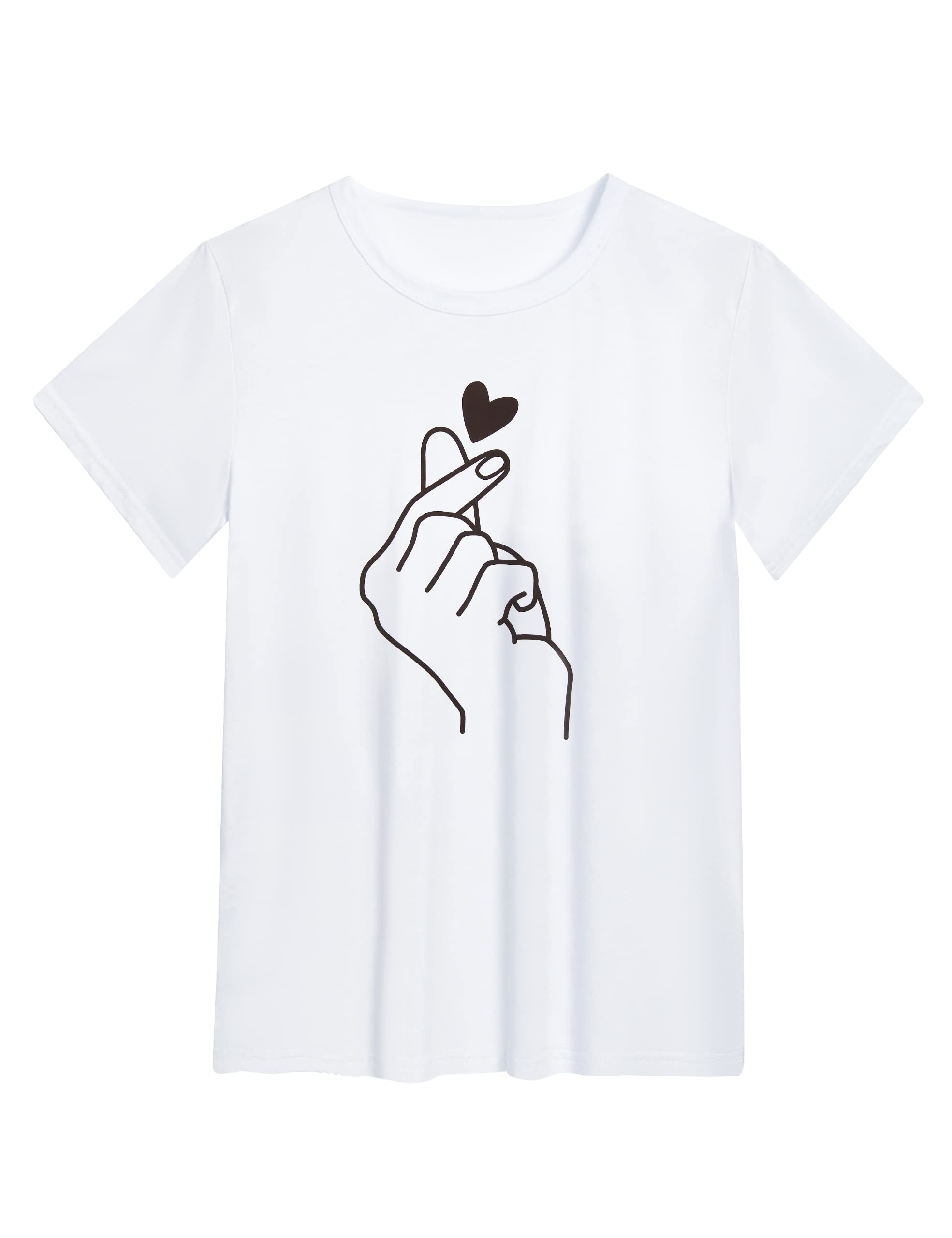 heekpek T Shirt Donna Manica Corta Bianca Cotone Maglietta Manica Corta Donna Casual Girocollo Stampa Estiva Base Tee Bluse