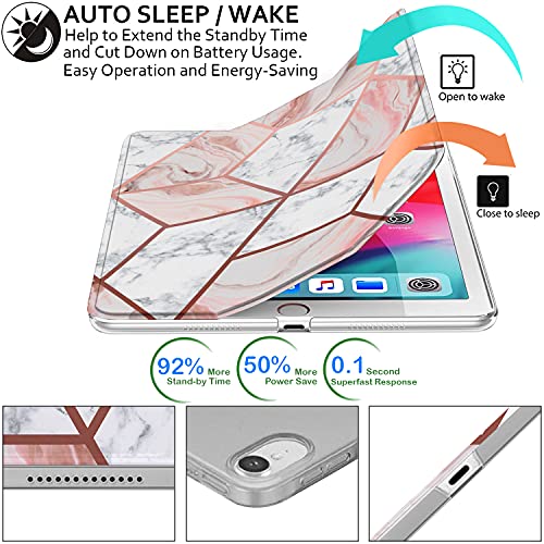 Image of DuraSafe Cases for iPad PRO 11 Inch 2018 1 Gen [ PRO 11 1st ] A1980 A1934 A2013 A1979 MTXN2HN /A MTXP2HN /A MTXR2HN /A MTXQ2HN /A PrintediPad Cover with Translucent Frosted Hard Back - Marble Pink