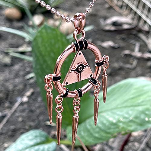 Ohdeal4U Anime Manga Gaming Jewelry Yugioh Millenium Ring Illuminati Evil Eye Pewter Pendant Pewter Rose Gold Copper Plated Boy's Men's Pendant Necklace Charm Amulet Medallion W Rosegold Ball Chain #TOP6