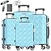 KESSER® Reisekoffer Set 4-teilig | Kofferset ABS Hartschalenkoffer mit Zahlenschloss, Kofferwaage & Reisebrieftasche 360° Rollen | Handgepäck & große Koffer für Business & Reise Trolley Sky Blue