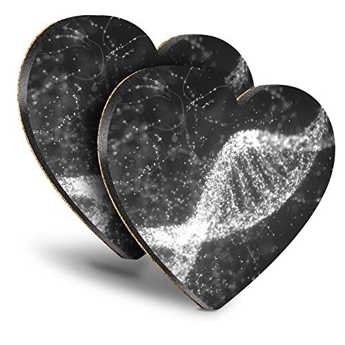 Image of Destination Vinyl ltd Great Coasters (Set of 2) Heart - BW - DNA Double Helix Genetics Science Drink Glossy Coasters/Tabletop Protection for Any Table Type #37232