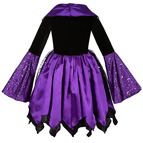 Kids Girls Witch Costume Dress Light-Up For Halloween Costumes Bat Cosplay Fancy Dress Zf004L #TOP1