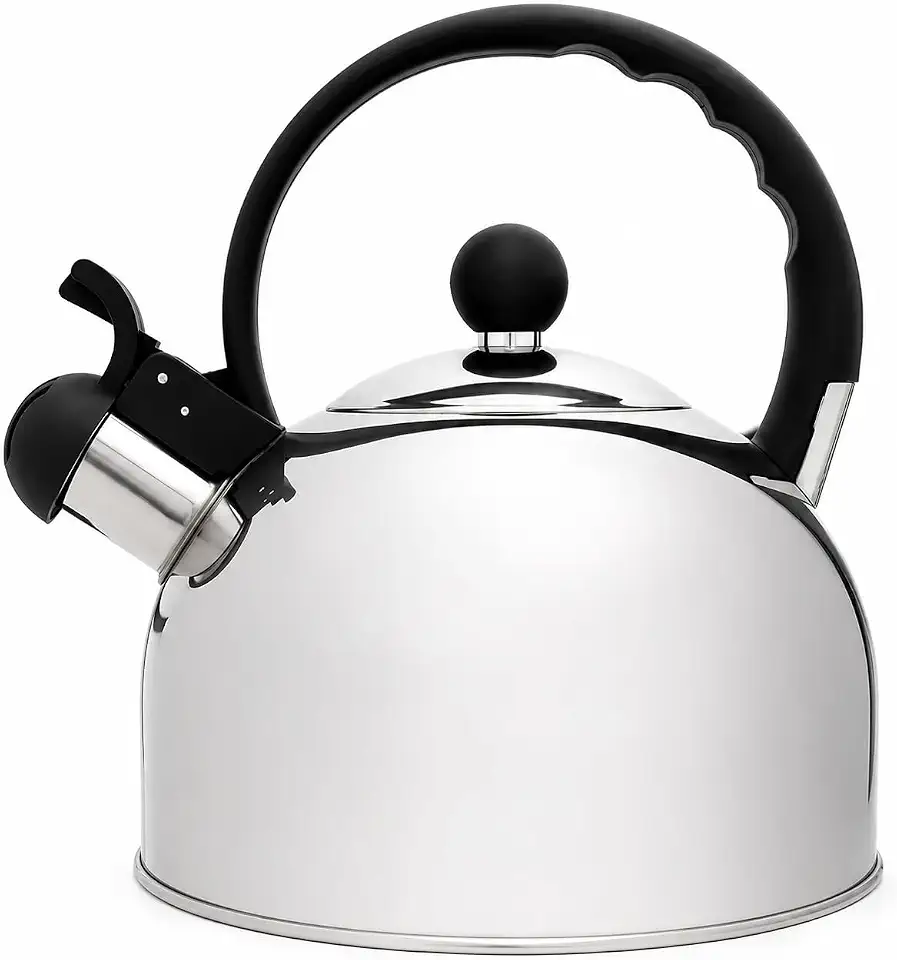 Chaleira Inox 2L com Apito Automático Tampa Flip Up Alça Ergonômica para Fogão a Gás Elétrico e Indução