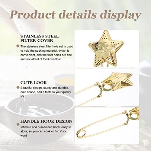 Gold Moon and Star Tea Infuser Stainless Steel Long Grip Spoon Moon Star Shaped Tea Filter with Handle Tea Strainer for Loose Leaf Tea - Image 4