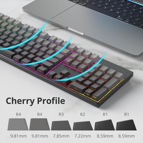 Image of 140 Keys Gradient Keycaps Side Printed Keycap Set Cherry Profile PBT Keycaps Double Shot Shine Through Custom Keycaps for Mechanical Gaming Keyboards(Minutest Dust)