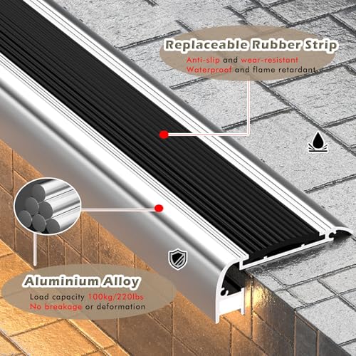 Nariz de escalera de aluminio LED perfil angular arquitectónico de 55 pulgadas 3