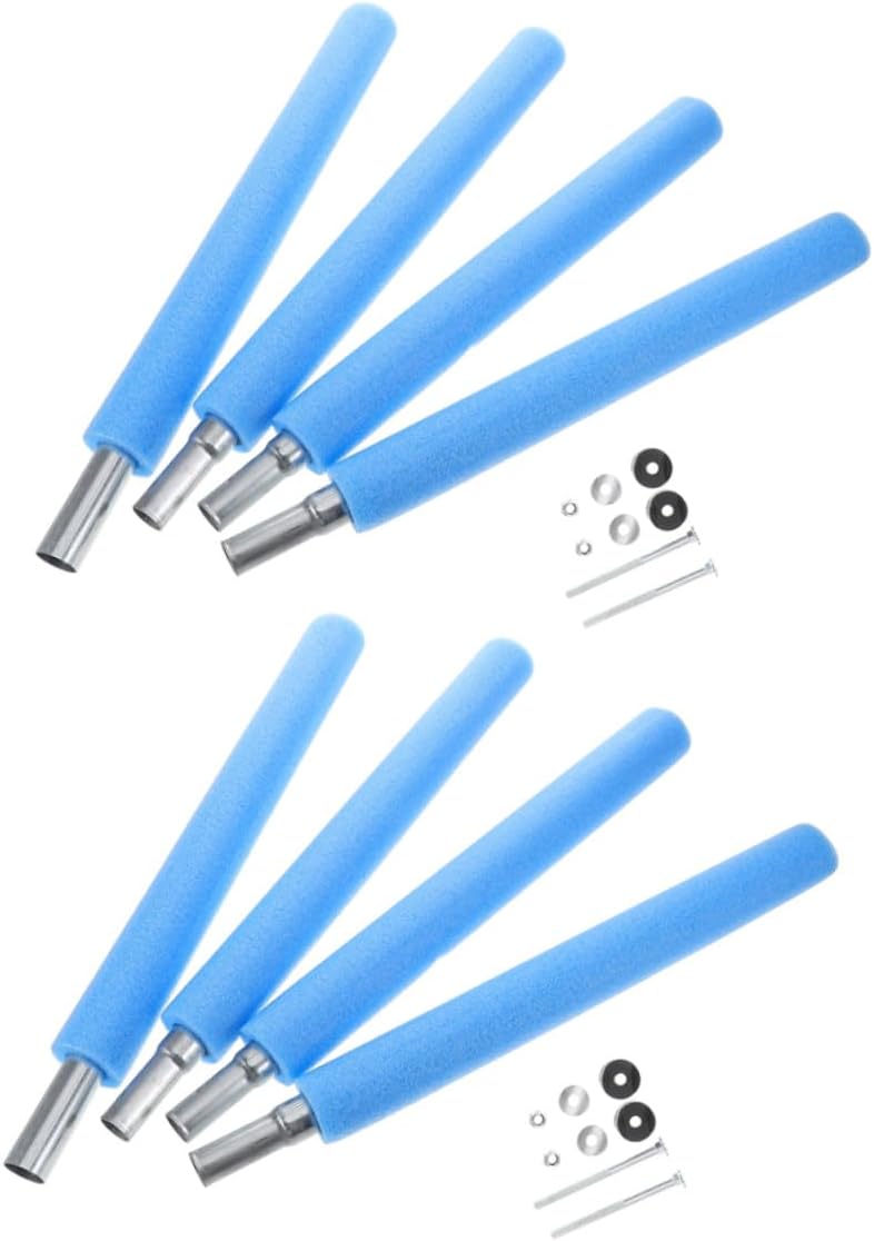 Mikikit 8pcs Foam Padded Trampoline Upright Poles Replacement, 1.76m Jump Support Poles with Impact Resistant Sleeves for Home and Outdoor Trampoline Parts