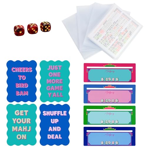 Tinzum 4 in 1 Mahjong Accessories with Mahjong Shuffler Cards Sleeve Mahjong Line Finder & Dice, Mahjong Card Holder Fit Large Print Size(6 1/8”x4 3/4”) for NMJL Card 2025 2026