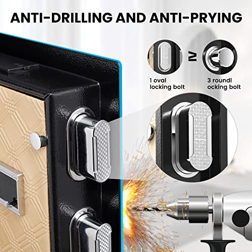 Marcree Biometric Fingerprint Safe Box, 2.0 Cuft Fingerprint Security Safe Box With Combination Lock And Voice Prompt And Dual Warning And Private Inner Cabinet For Money Documents Valuables #TOP3