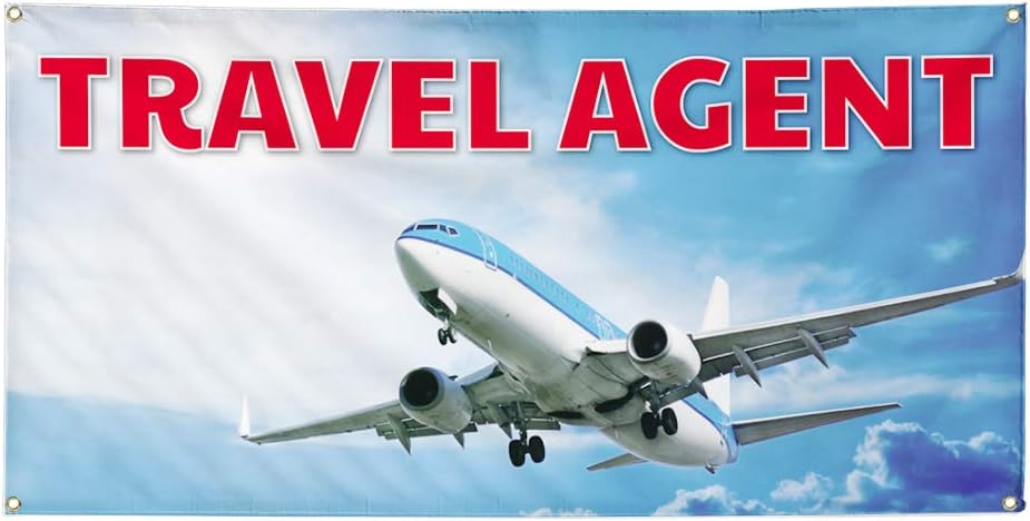 Vinyl Banner Multiple Sizes Travel Agent Outdoor Advertising Printing Business Outdoor Weatherproof Industrial Yard Signs White 4 Grommets 16x40Inches