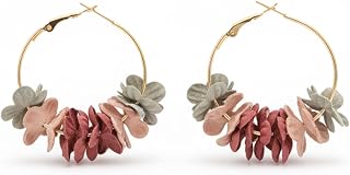 THE MISSIE LIFE BY EVERSTYLISH Floral Earrings for Girls | K-Pop Inspired Flower Hoops with Soft Fabric Petals | Cute Ligh... Price In India