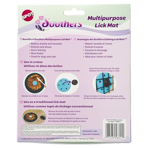 Image of SPOT Soothers Multipurpose Dog Lick Mat - 6in Slow Feeder & Crate Enrichment Toy for Small & Medium Dogs and Puppies, Food-Grade Rubber, Dishwasher Safe, Anxiety & Boredom Relief
