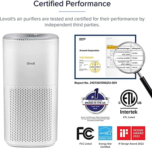 LEVOIT Smart Air Purifiers for Home Large Room, Covers up to 1588 Sq. Ft, APP Control and PM2.5 Display, H13 HEPA Filter Removes 99.97% of Particles, Allergies, Dust, Smoke, Alexa Control, White