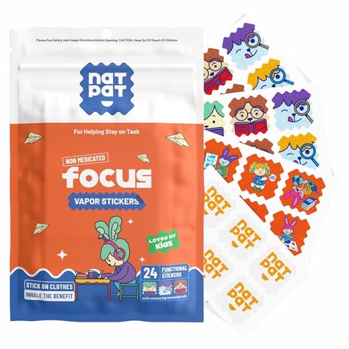 NATPAT BuzzPatch Focus Patch Focus Enhancing Stickers for Kids and Adults (24 Pack) Natural Patch - Chemical and Drug Free Healthy Brain Supports for Attention Focus and Concentration