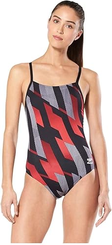 Speedo Pinstripe Flight Flyback Speedo Red 30 para mujer, Bañador rojo
