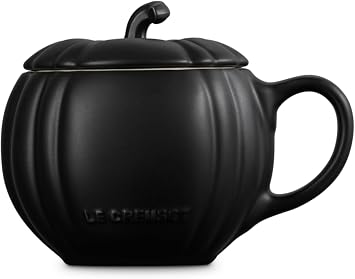 Le Creuset Stoneware Pumpkin Mug with Lid, 14 oz., Licorice