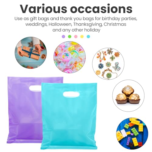Harloon 500 Pcs Merchandise Shopping Bags Bulk for Small Business 1.5 Mil 9 x 12 Inch Thick Plastic Retail Boutique Bag for Party Favor Gift(Pastel Pink, Blue, Purple, Green, Yellow) - Thumbnail 3