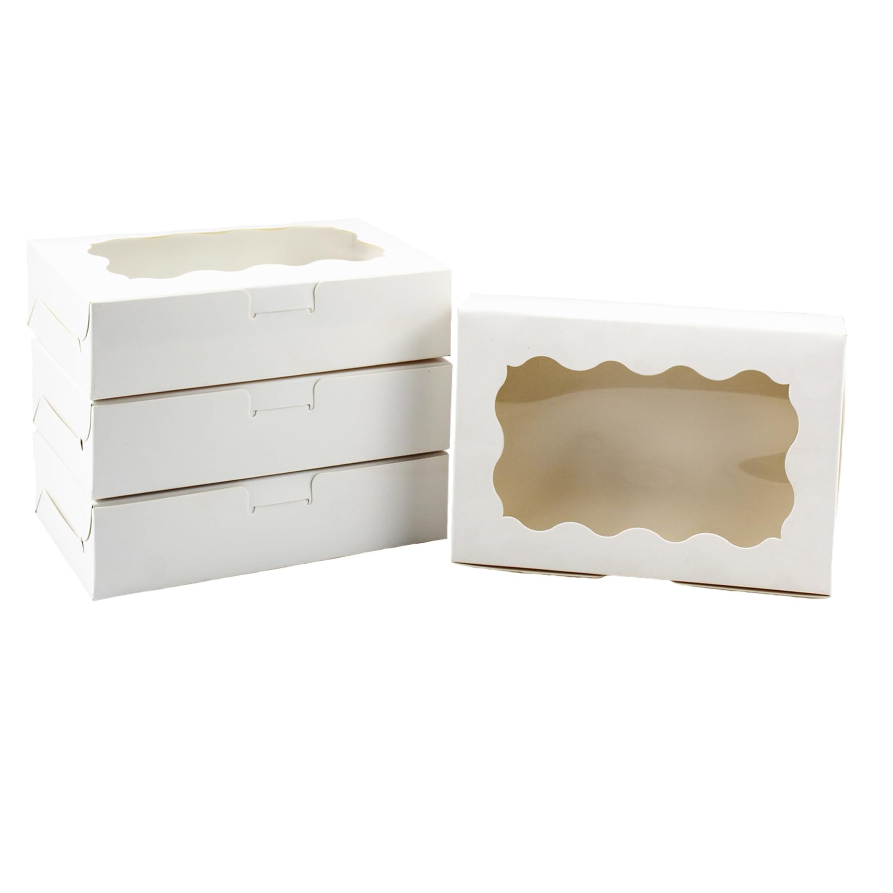 Kiiyoo 20 Pieces Cookie Boxes with Window 17.8 x 10.9 x 3.9 cm White Kraft Bakery Boxes for Wedding Birthday Halloween Christmas Party