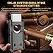 LIHTUN Cigar Torch Lighter Built-in One-Touch Cigar Cutter V-Cut and Straight Cut, Punch, Stand, All-in-1 Windproof Dual Jet Flame Lighter Gifts for Cigar Loves, Adjustable Refillable Butane Lighters