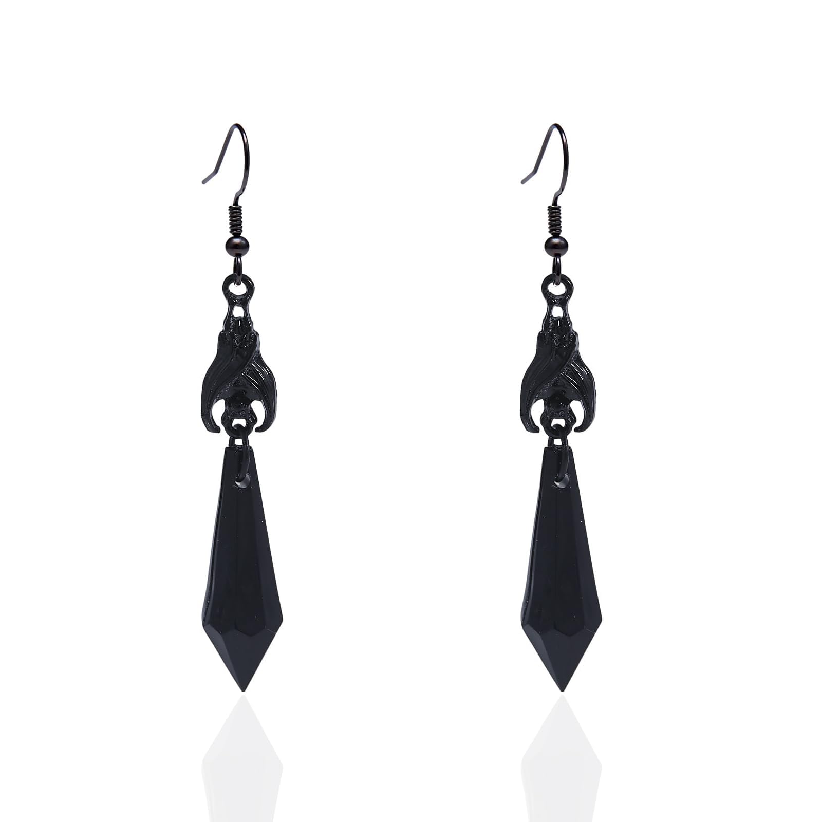 Boucles D'oreilles Gothique Chauve-souris Vampire - Cristaux Rouges Et Noirs - Style Punk Rock - Idéal Halloween, Cosplay