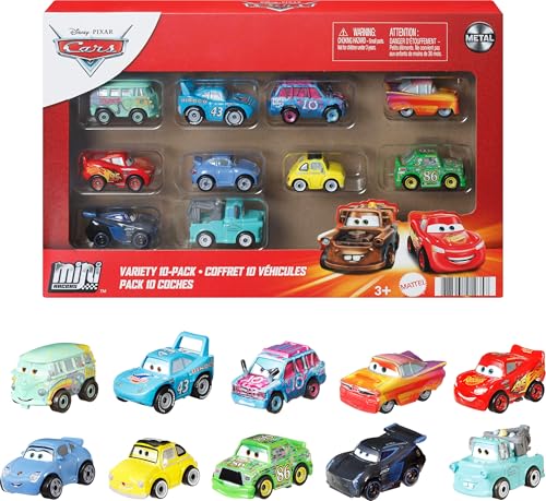 Mattel Disney and Pixar Cars Mini Racers 10-Pack, Collectible Set with 10 Toy Vehicles, Fan-Favorite Characters (Amazon Exclusive)