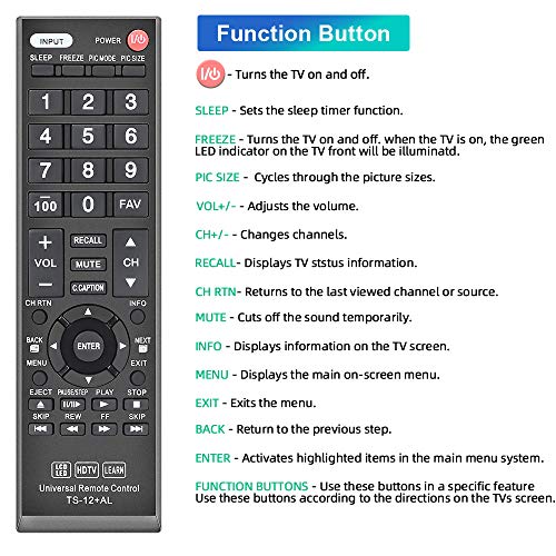 Gvirtue Universal Remote Control Compatible Replacement For Toshiba Tv/ Hdtv/ Lcd/ Led, Ct-90325 Ct-90326 Ct-90329 Ct-8037 Ct-90302 Ct-90275 Ct-90 Ct-90366 #TOP3