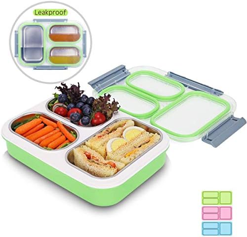 Prosmart - Stainless Steel and Polypropylene (PP) Plastic (BPA Free) - 3 Removable Compartment - Leakproof Lid Lunch Box - Anti-Scald Food Container (Colour as per stock availability)
