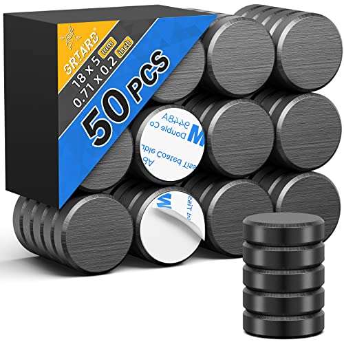 Magnets for Crafts with Adhesive Backing Ceramic Magnets Round Disc Magnets,Perfect for Refrigerator Button DIY Cup Tiny Magnet Craft Hobbies, Science Projects- 0.7 D x 0.19 H,50Pack