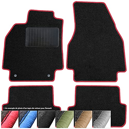 moto-MOLTICO Tapis de Voiture en Moquette - 4 pièces - Tapis de Sol antidérapant pour Automobile - Adapte pour: Renault Clio IV 2012-2020 - Rouge