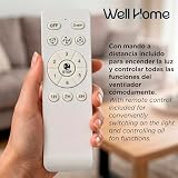 Well Home 2 x wentylator sufitowy z oświetleniem LED Ø53 x 30 cm - wysuwane łopatki, ciche, 6 prędkości, pilot zdalnego sterowania i ściemniane światło 3 odcienie