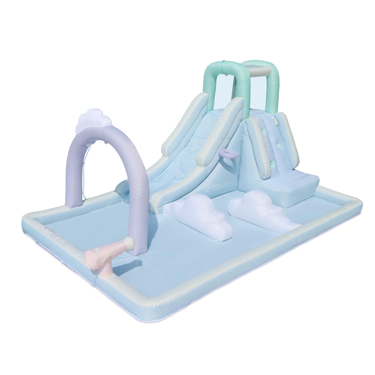 Photo 1 of Bounceland Splash N’ Dash Dream Water Slide, 14.4ft L x 9.1ft W x 6.8ft H inflated Size, Outdoor Fun w/Long Slide, Giant Splash Pool, Water Spray, Climbing Wall, Active Play for Kids