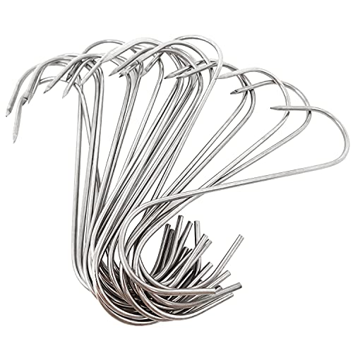 Honbay 20PCS Stainless Steel Meat Hooks Butcher Hooks for Smoker Chicken Hunting Ribs Fish Beef Poultry Hanging Drying Grill Hook Tool (3mm, 5.5'')